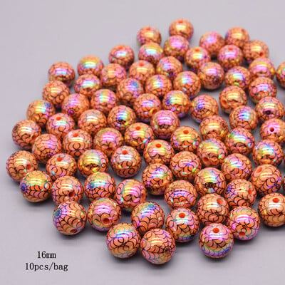 16mm 10ks/balenie akrylových korálok Halloween farebne kreslené farebné lebky voľné dištančné korálky na výrobu šperkov DIY náramky náhrdelník