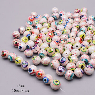 16mm 10ks/balenie akrylových korálok Halloween farebne kreslené farebné lebky voľné dištančné korálky na výrobu šperkov DIY náramky náhrdelník