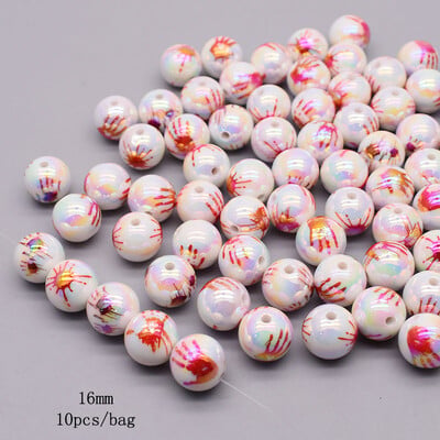 16mm 10ks/balenie akrylových korálok Halloween farebne kreslené farebné lebky voľné dištančné korálky na výrobu šperkov DIY náramky náhrdelník