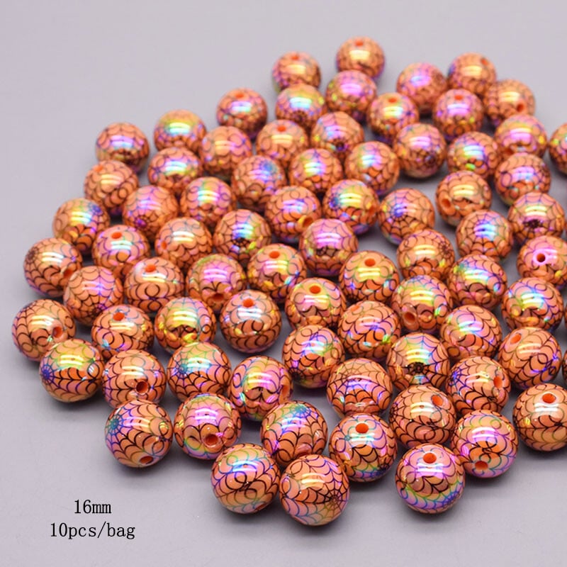 16mm 10ks/balenie akrylových korálok Halloween farebne kreslené farebné lebky voľné dištančné korálky na výrobu šperkov DIY náramky náhrdelník