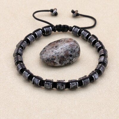 Kézzel készített női férfi ékszerek természetes kő gyöngyök hematit fonott karkötő karkötő szőtt boho jóga báj karkötő pároknak