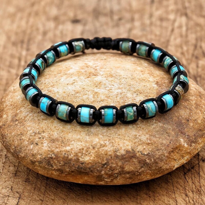 Kézzel készített női férfi ékszerek természetes kő gyöngyök hematit fonott karkötő karkötő szőtt boho jóga báj karkötő pároknak