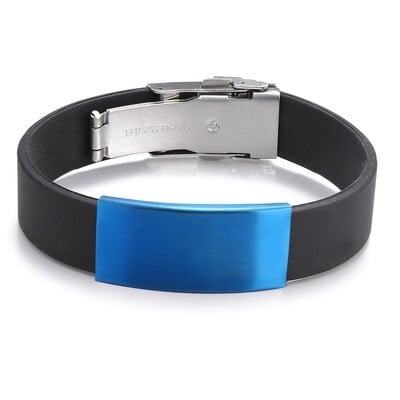 2024 Trend Glamour Ékszer rozsdamentes acél fekete szilikon karkötő Vintage titán acél gumi karkötő férfi női pulserák