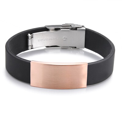 2024 Trend Glamour Ékszer rozsdamentes acél fekete szilikon karkötő Vintage titán acél gumi karkötő férfi női pulserák