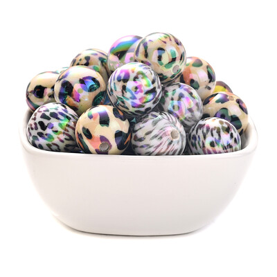 16mm 10 buc/lot margele acrilice cu imprimeu leopard. margele distanțiere personalizate strălucitoare pentru brățară bricolaj, lanț de telefon, accesorii pentru breloc