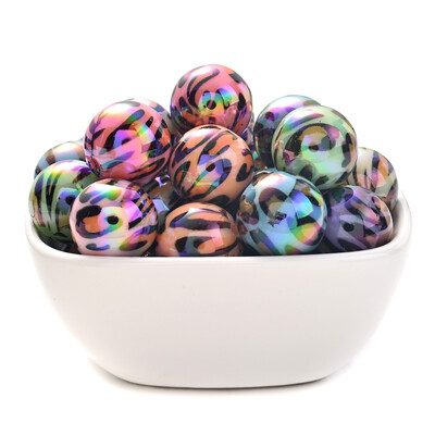 16mm 10 buc/lot margele acrilice cu imprimeu leopard. margele distanțiere personalizate strălucitoare pentru brățară bricolaj, lanț de telefon, accesorii pentru breloc
