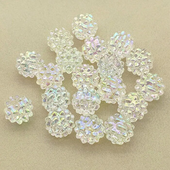 Νέα άφιξη! 15mm 100 τμχ UV/Aurora Effect Clear Bayberry Beads For Handmade Necklace DIY Parts.Jewelry Findings&Components