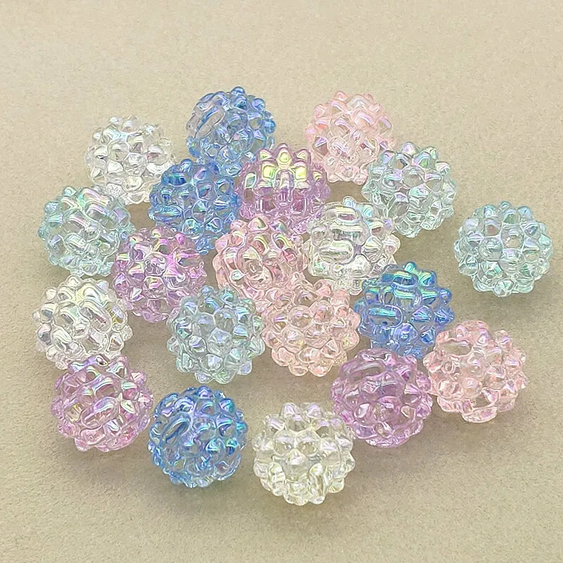 Naujas atvykimas! 15mm 100vnt UV/Aurora Effect Skaidrūs Bayberry formos karoliukai, skirti rankų darbo karoliui, pasidaryk pats. Papuošalų radiniai ir komponentai