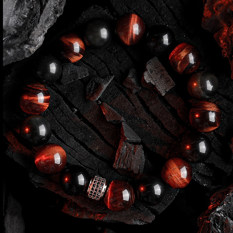 5A valódi természetes vörös tigris szem gyöngyök kő karkötő férfi női cirkon kiegészítők, kézzel készített ékszerek, ajándék barátnőknek nagykereskedés