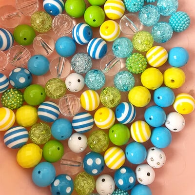 50db/zsák Akril rágógumi 20mm Kerek Gyöngyök Egyenes Lyuk Gyöngyös Toll Anyag Barkács ékszer Kiegészítők