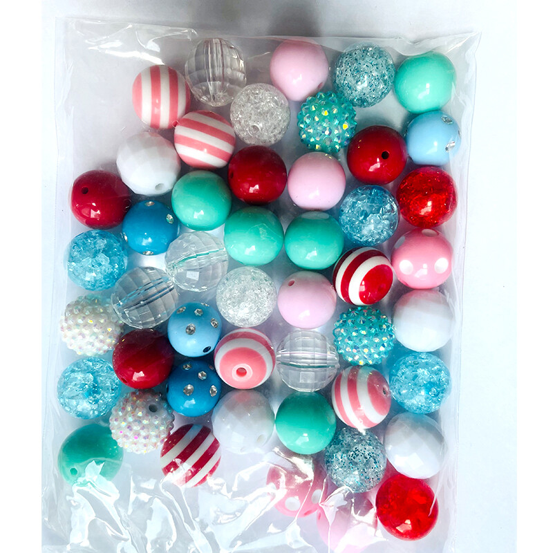 50db/zsák Akril rágógumi 20mm Kerek Gyöngyök Egyenes Lyuk Gyöngyös Toll Anyag Barkács ékszer Kiegészítők