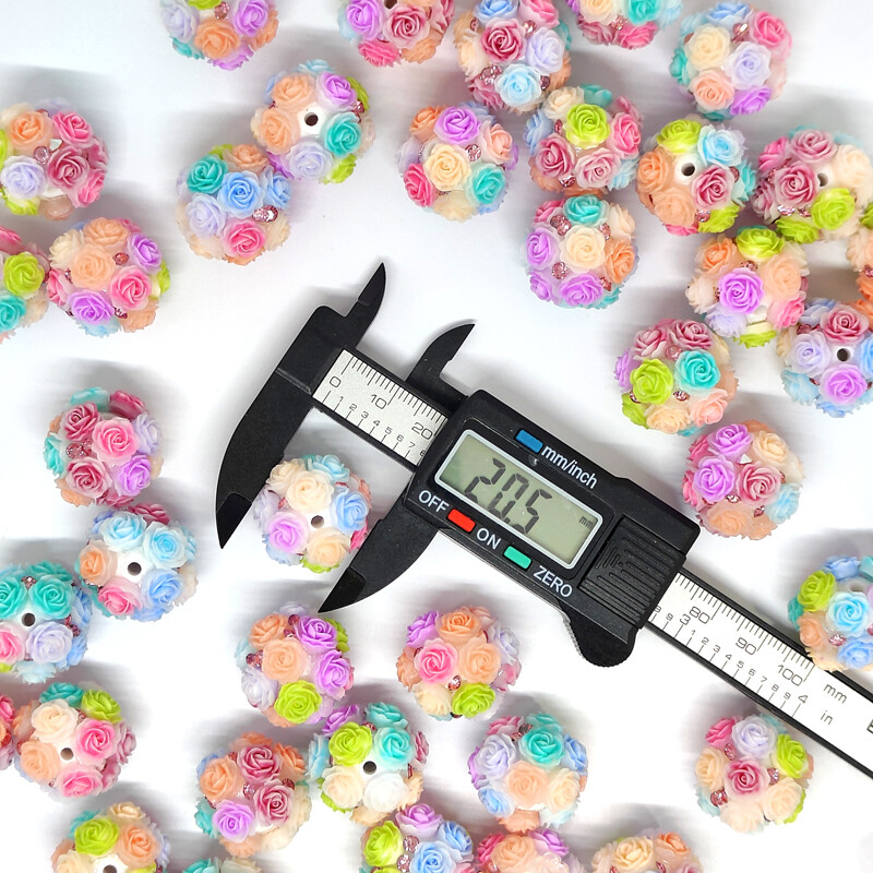 4db 20mm-es egyenes lyukú virág golyós gyöngy rózsa színű tollhoz barkács ékszer kiegészítők