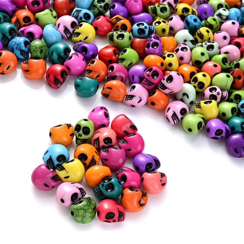 20 ks Halloween Lebka Akrylové korálky Zmiešané farby Voľné Dištančné Korálky Na Výrobu Šperkov DIY Ručne Vyrobené Náhrdelníky Náramky Doplnok