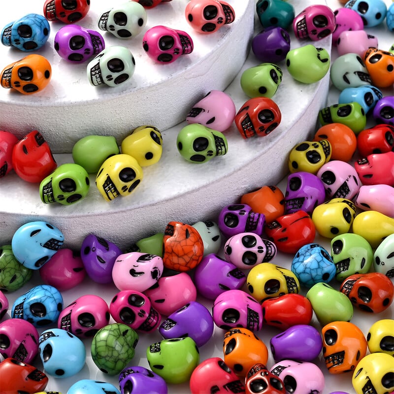20 ks Halloween Lebka Akrylové korálky Zmiešané farby Voľné Dištančné Korálky Na Výrobu Šperkov DIY Ručne Vyrobené Náhrdelníky Náramky Doplnok