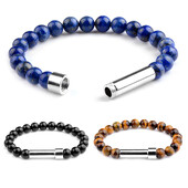 Natūralaus akmens poros apyrankės slaptos žinutės vamzdelio užrašai gali būti dedami Draugystės apyrankės moterims Vyrams Žavingi papuošalai