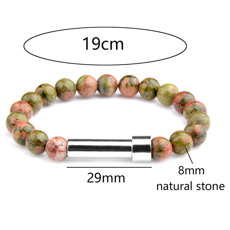 Natūralaus akmens poros apyrankės slaptos žinutės vamzdelio užrašai gali būti dedami Draugystės apyrankės moterims Vyrams Žavingi papuošalai