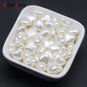 50 τμχ Love Heart Beads Imitation Pearls Ακρυλικές χάντρες για κοσμήματα Φτιάχνοντας Loose Spacer Beads DIY κολιέ αξεσουάρ βραχιόλι