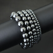 Új valódi természetes hematit köves férfi karkötő 4/6/8/10/12mm fekete, kerek szálú melltartó szabadidős kiegészítők Erkek Bileklik