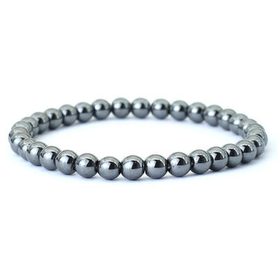 Új valódi természetes hematit köves férfi karkötő 4/6/8/10/12mm fekete, kerek szálú melltartó szabadidős kiegészítők Erkek Bileklik