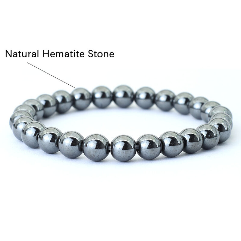 Új valódi természetes hematit köves férfi karkötő 4/6/8/10/12mm fekete, kerek szálú melltartó szabadidős kiegészítők Erkek Bileklik