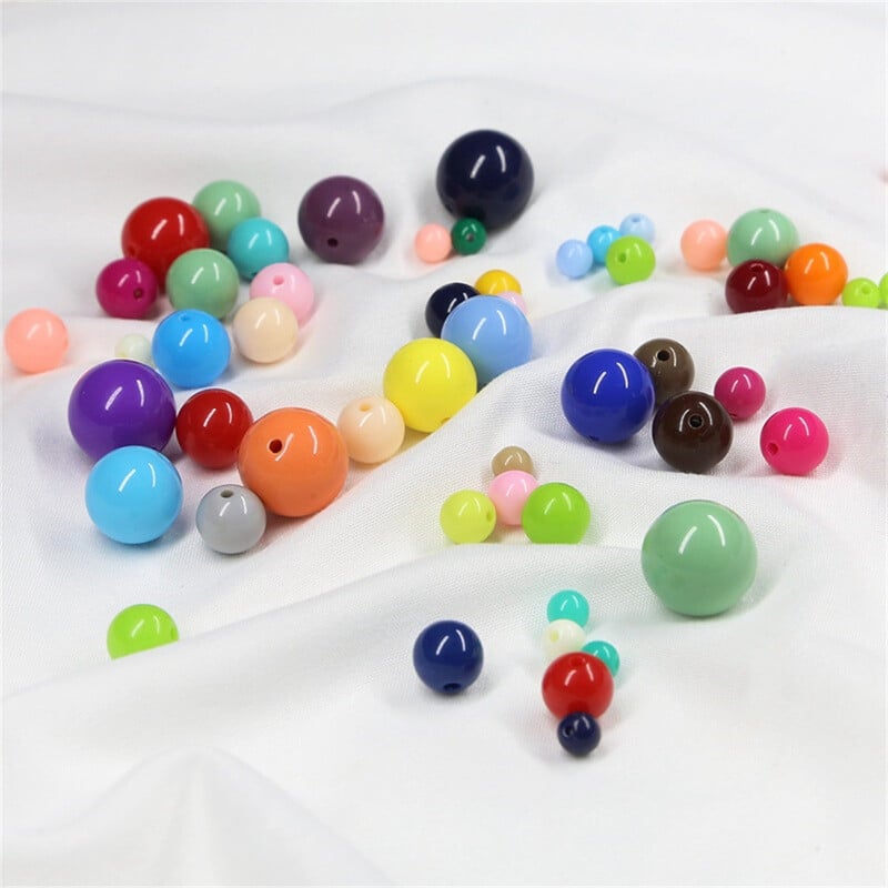 Akrylové okrúhle korálky cukríkovej farby 3 mm-12 mm, voľné guľôčky, dištančné korálky na vyšívanie a výrobu šperkov.