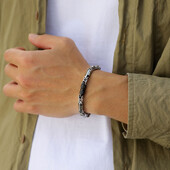 Mprainbow punk bizantske narukvice za muškarce i dječake, narukvica s lancem od nehrđajućeg čelika crne srebrne boje, ručno rađeni nakit