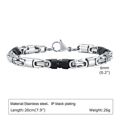 Mprainbow punk bizantske narukvice za muškarce i dječake, narukvica s lancem od nehrđajućeg čelika crne srebrne boje, ručno rađeni nakit