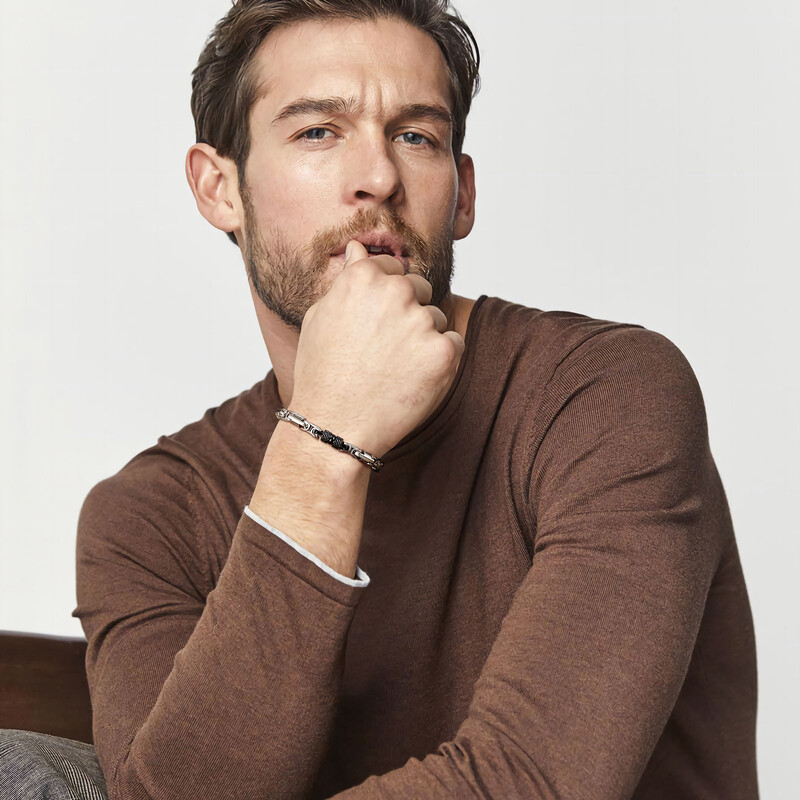 Mprainbow punk bizantske narukvice za muškarce i dječake, narukvica s lancem od nehrđajućeg čelika crne srebrne boje, ručno rađeni nakit