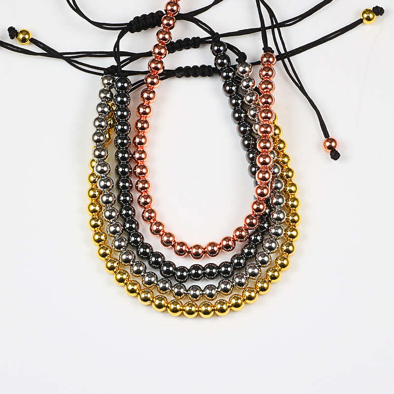 Divatos réz gyöngyök karkötők 5 mm-es kézzel készített, állítható, fonott szál karkötők nőknek Férfi Jóga Gyógyító Divat Ékszerek Pulseira