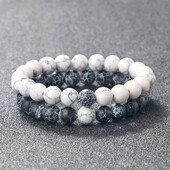 „Hot One“ rinkinys, juodai baltos karoliukais papuoštos apyrankės ir apyrankės moterims Vyrų mados natūralaus akmens poros Apyrankės žavingos jogos papuošalai Dovanos