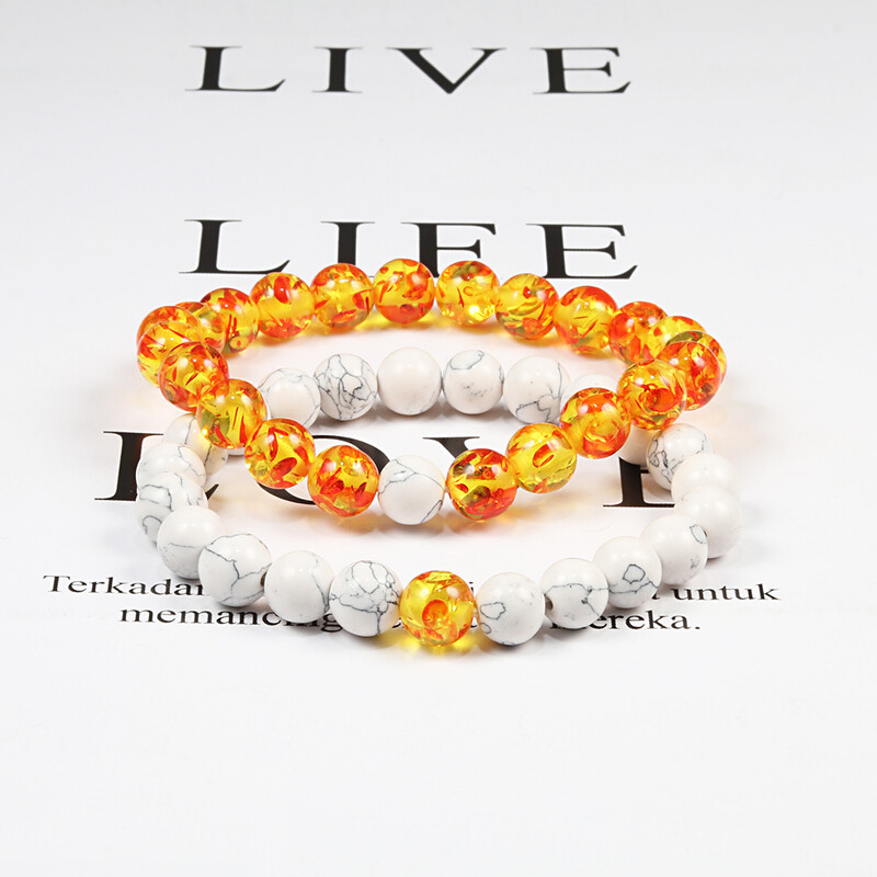 „Hot One“ rinkinys, juodai baltos karoliukais papuoštos apyrankės ir apyrankės moterims Vyrų mados natūralaus akmens poros Apyrankės žavingos jogos papuošalai Dovanos