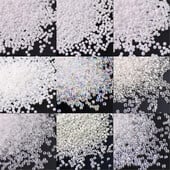Biela séria českých sklenených korálok, rôzne veľkosti 1,5 mm, 2 mm, 3 mm, 4 mm, okrúhle dištančné korálky na výrobu šperkov, odevov a doplnkov.