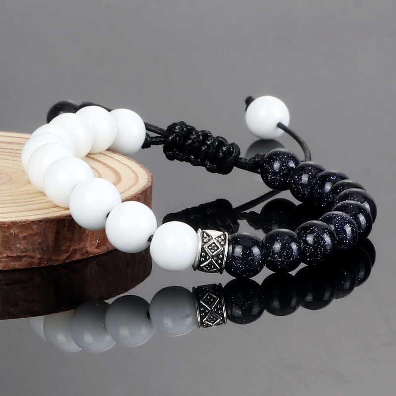 Trendy biely pánsky korálkový náramok ručne vyrobený prírodný tigrie oko lávový kameň onyx nastaviteľné náramky ženy joga energetické šperky
