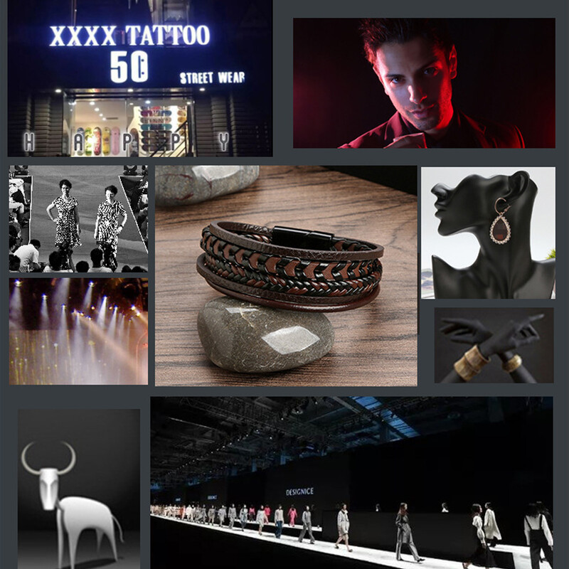 1 vnt. Madingi aksesuarai VYRIŠKAI Daugiasluoksnė vintažinė odinė virvelė supinta apyrankė lydinio magnetinė sagties apyrankė