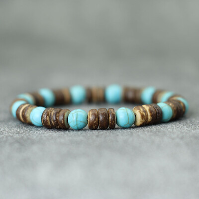 Nouă brățară din coajă de nucă de cocos naturală pentru bărbați, lucrată manual cu onix, rocă vulcanică, piatră cu margele, accesorii pentru petrecerea timpului liber Joias de meditație