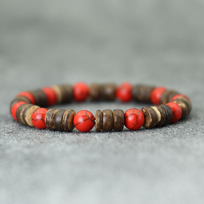 Nouă brățară din coajă de nucă de cocos naturală pentru bărbați, lucrată manual cu onix, rocă vulcanică, piatră cu margele, accesorii pentru petrecerea timpului liber Joias de meditație