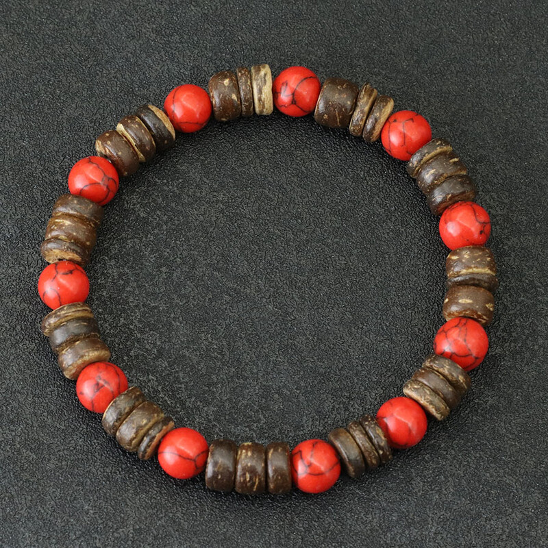 Nouă brățară din coajă de nucă de cocos naturală pentru bărbați, lucrată manual cu onix, rocă vulcanică, piatră cu margele, accesorii pentru petrecerea timpului liber Joias de meditație