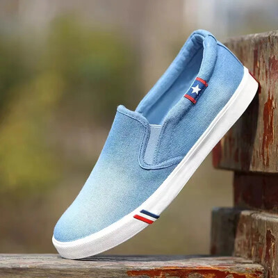 Pantofi de pânză pentru bărbați, din denim, pantofi cu slip-on, pantofi pentru bărbați, pantofi respirabili, pentru bărbați, pantofi de vară 2024, pantofi negri deschis, încălțăminte