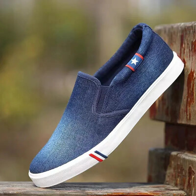 Pantofi de pânză pentru bărbați, din denim, pantofi cu slip-on, pantofi pentru bărbați, pantofi respirabili, pentru bărbați, pantofi de vară 2024, pantofi negri deschis, încălțăminte