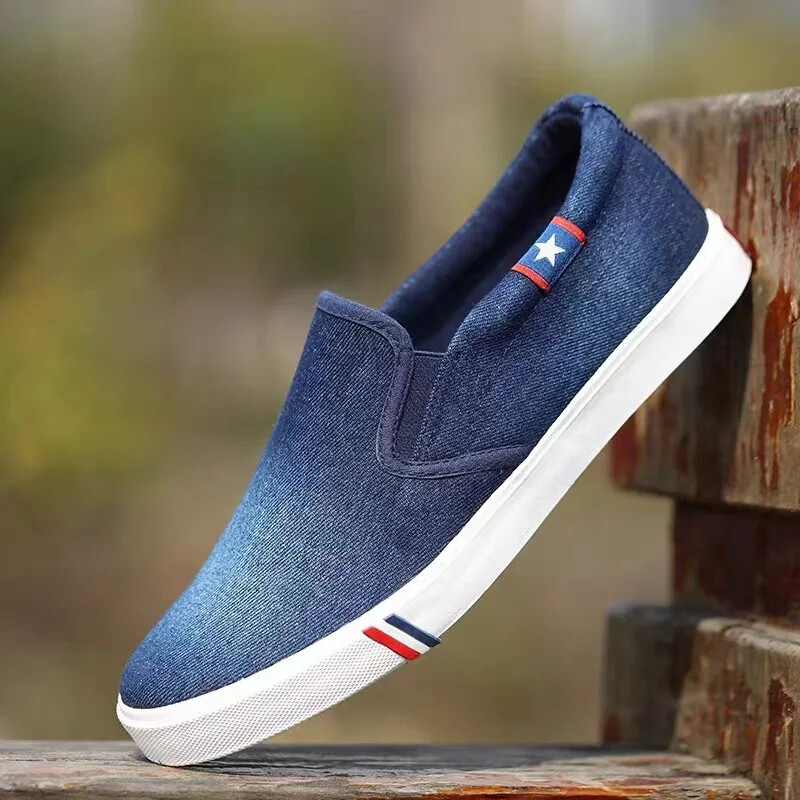 Pantofi de pânză pentru bărbați, din denim, pantofi cu slip-on, pantofi pentru bărbați, pantofi respirabili, pentru bărbați, pantofi de vară 2024, pantofi negri deschis, încălțăminte