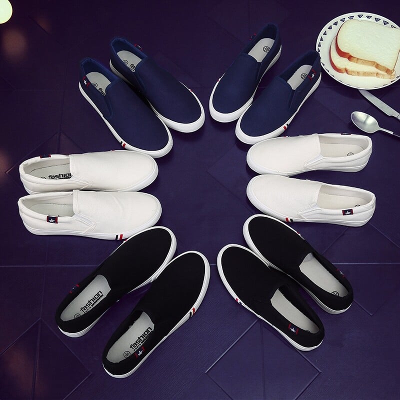 Pánske klasické plátené ležérne lenivé topánky mokasíny módne nazúvacie mokasíny prané vulkanizované ploché topánky Zapatillas Hombre