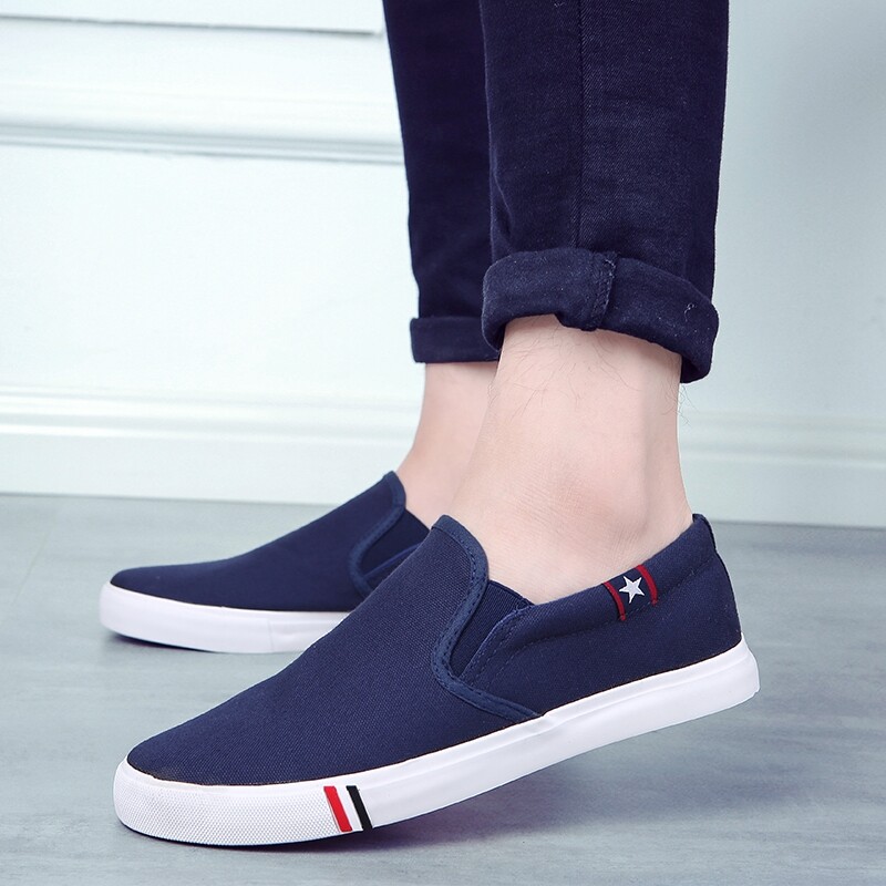 Pánske klasické plátené ležérne lenivé topánky mokasíny módne nazúvacie mokasíny prané vulkanizované ploché topánky Zapatillas Hombre