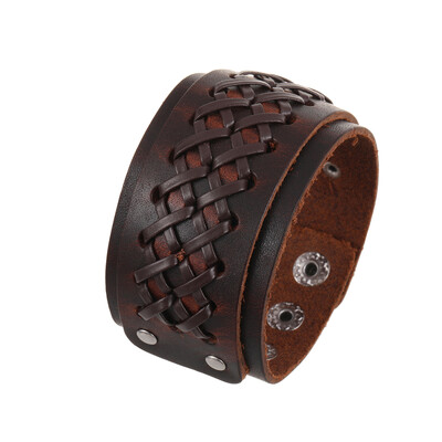 2024 m. vintažiniai papuošalai rankų darbo natūralios odos apyrankė vyriška rankogaliai plati odinė apyrankė Pulsera Hombre