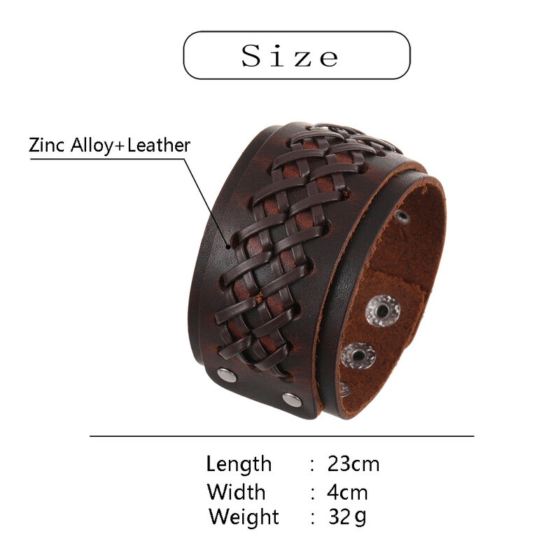 2024 m. vintažiniai papuošalai rankų darbo natūralios odos apyrankė vyriška rankogaliai plati odinė apyrankė Pulsera Hombre