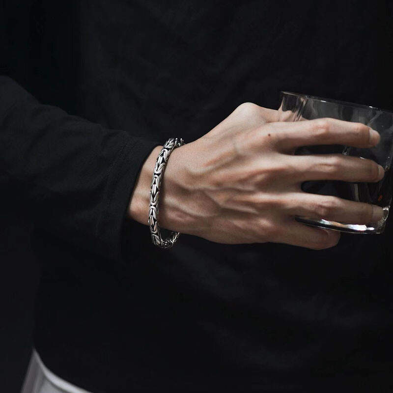 Винтидж гривна с кил с двойна глава на дракон Мъжка доминираща личност, хип-хоп гангстер, красив възрастен, чувство за подарък за рожден ден