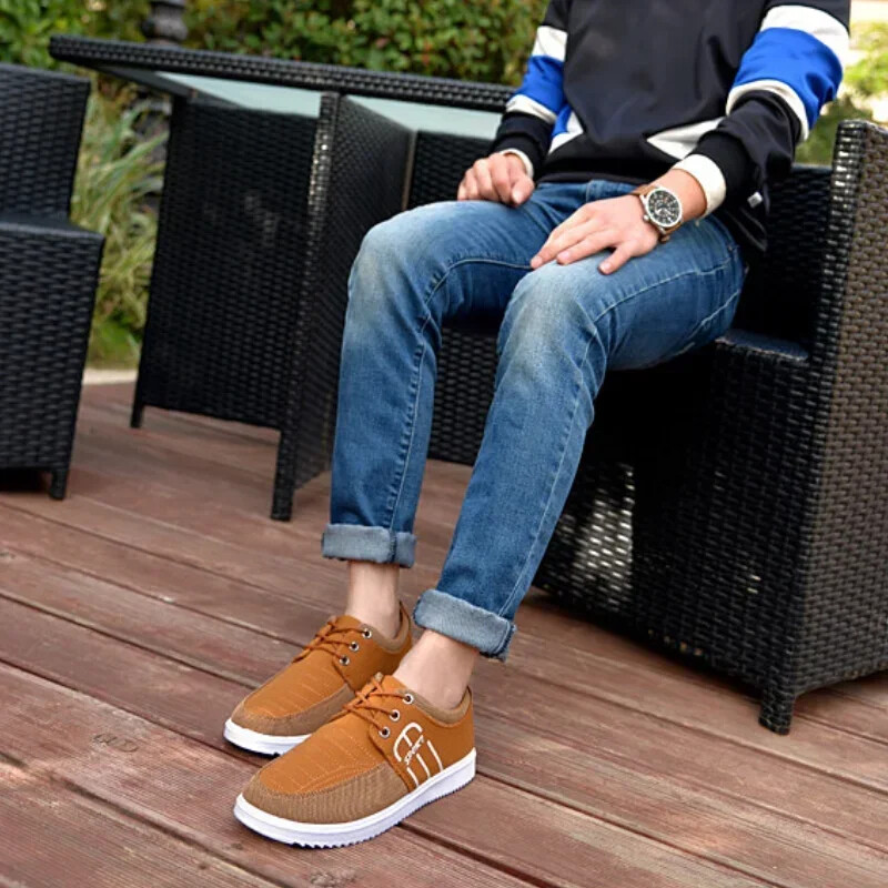 Férfi tornacipők Könnyű vászoncipők Nyári férfi vulkanizált cipő Légáteresztő munkacipők Fűzős Férfi vezetőcipők Zapatillas