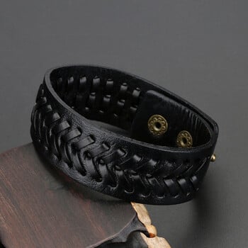 2022 Trend Jewelry Vintage Handwork Weave 8 Words Wide Кожена гривна Прости маншети Гривни Гривни за жени Pulseras Mujer