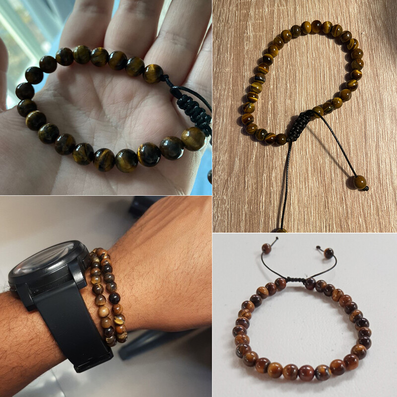Náramok z prírodného kameňa tigrie oko 4 6 8 mm okrúhle korálky, zapletené náramky a náramky, ručne vyrobené nastaviteľné šperky na jogu