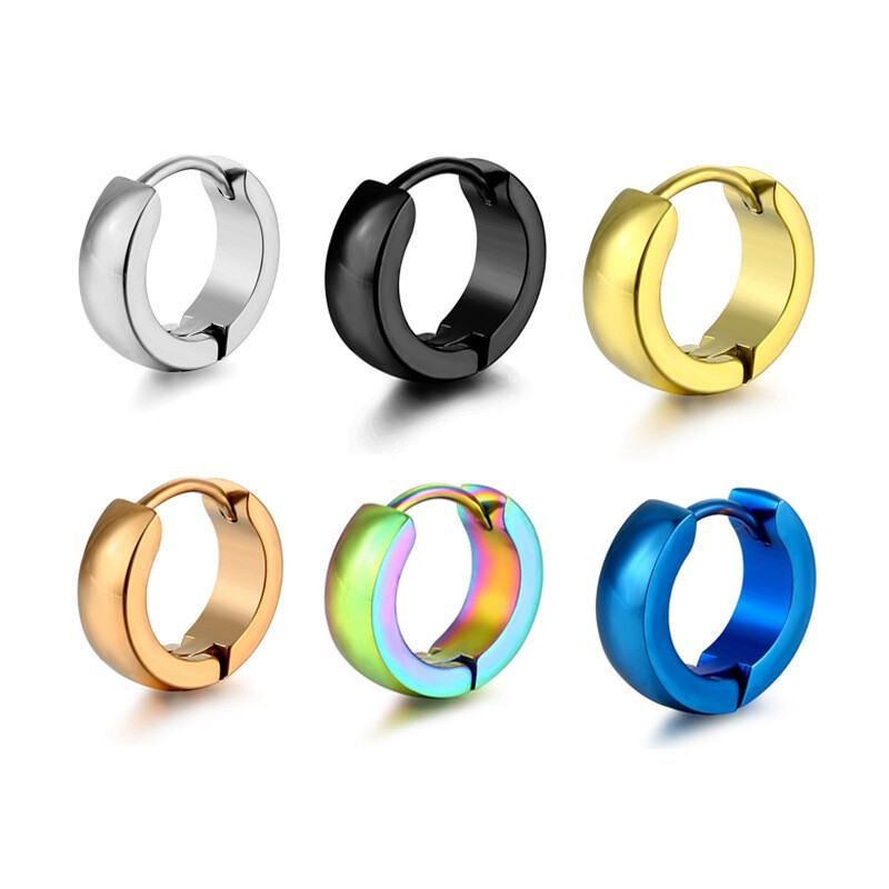 Pārrobežu, vienkāršas, izliektas nerūsējošā tērauda ausu sprādzes Eiropas un Korejas modes pīrsingu rotaslietas mūsdienīgi vīriešu un sieviešu sfēriski apaļi auskari