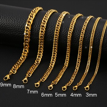 HONGTONG Chunky Miami Curb Chain Гривна за мъже от неръждаема стомана Cuban Link Chain Wristband Класически пънк тежки мъжки бижута